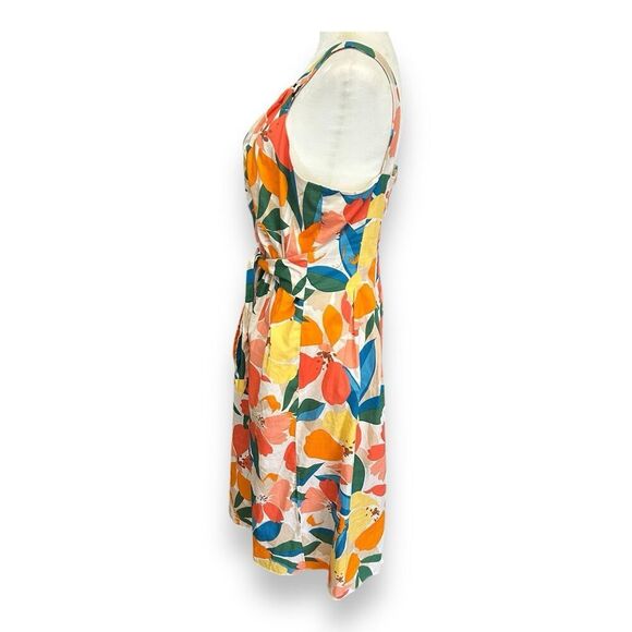 Vince Camuto Floral Midi Sundress Cream Yellow Orange Green Blue Size 14 - Picture 2 of 12